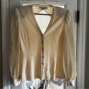 St.John  Cream Button-Up Sweater